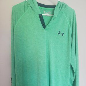 Men's Green/Blue Hooded Under Armour Loose Heat Gear Shirt